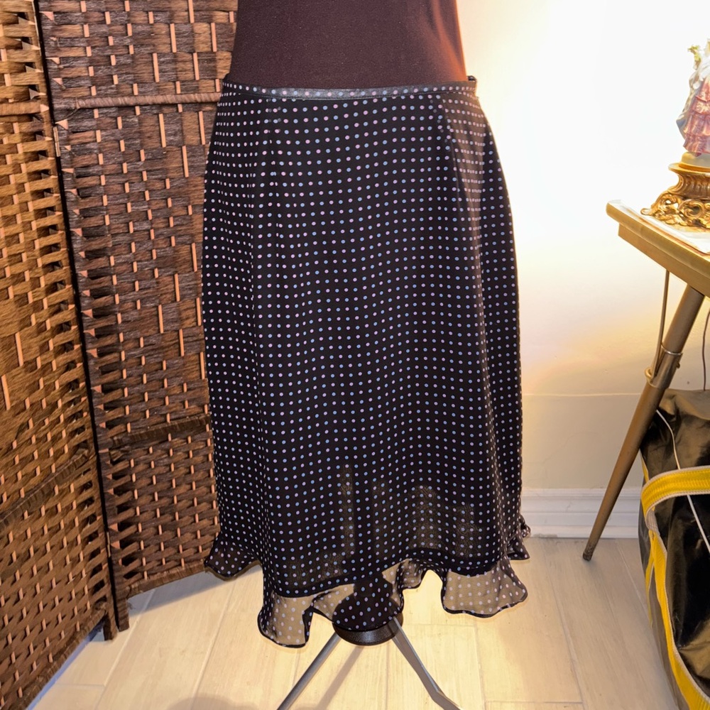 Kathie Lee Collection Black and White Polka Dot A-Line Skirt